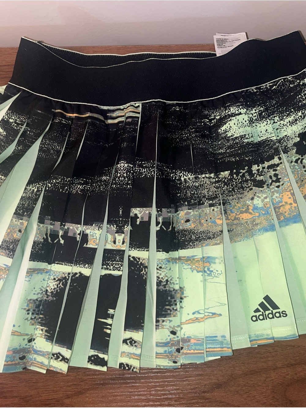 adidas Pleated Circle Skirt in Mint and Black with Graphic Print